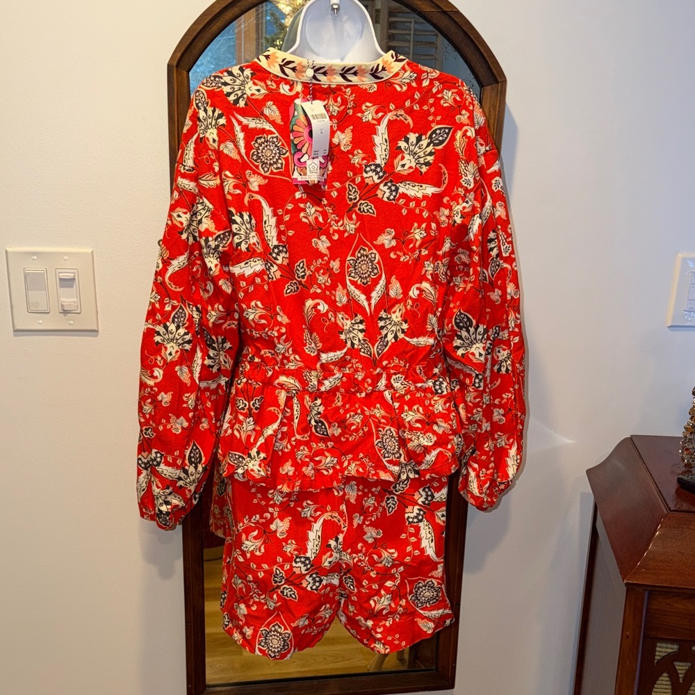Farm Rio x Anthropologie Long Sleeve Printed Romper NWT M - Picture 7 of 9
